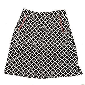 Le Lis Geo Print Black and White Career Skirt Women's L Large